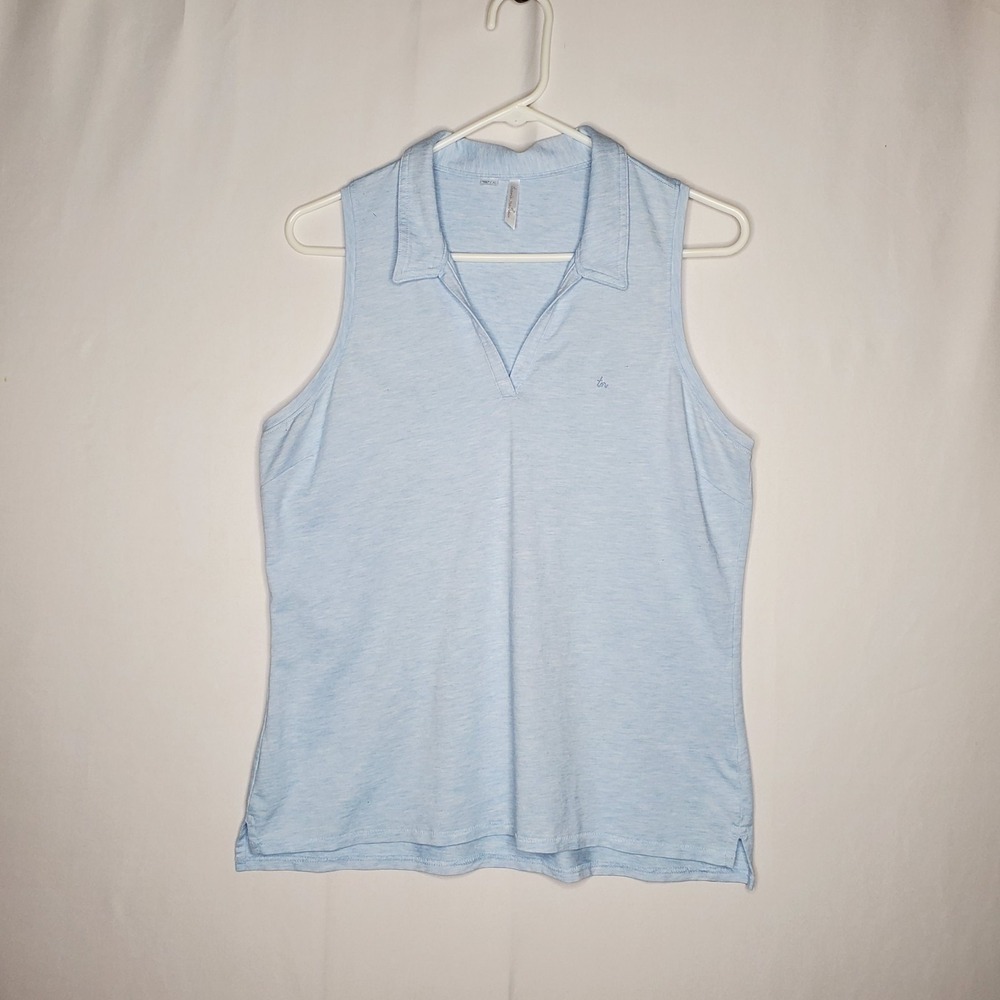 Travis Matthew Polo Shirt Women XL Blue Collar Vneck Golf Pickleball Preppy